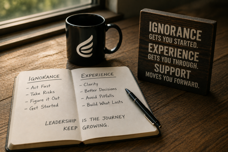 CEO reflecting on leadership growth, experience, and business leadership challenges