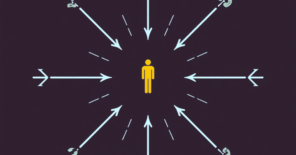 Founder as the only decision point with team questions routing back like air traffic