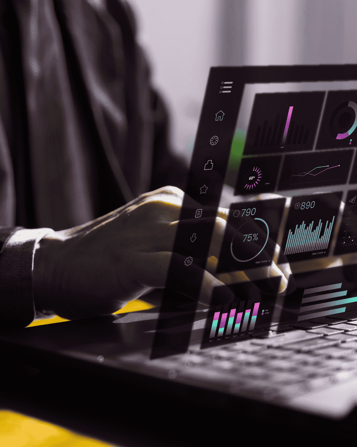 Business leader using technology insights and data to make strategic decisions that support business growth.